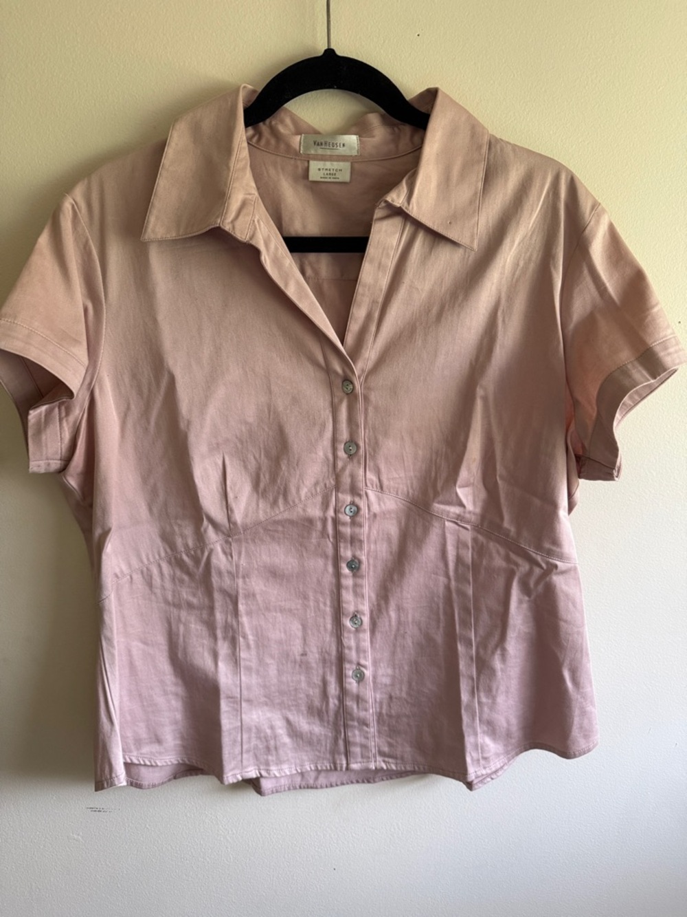 Van Heusen Blush Pink Short Sleeve Button-Down Shirt